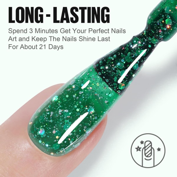 UV-nagellack Teal Glitter Set, 6 färger höstglitter Gel nagellack 10ml