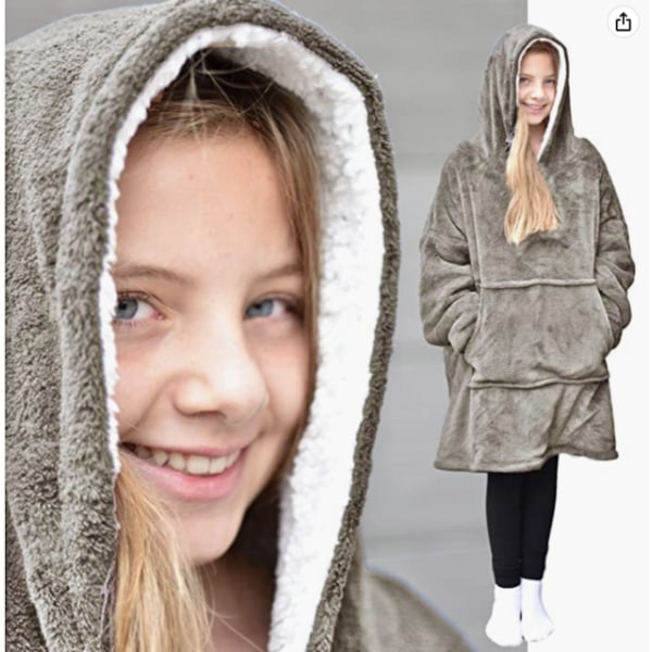 Sherpa Winter Hoodie XL Sweatshirt Oversized for Kids Pullover Blanket Hoodie