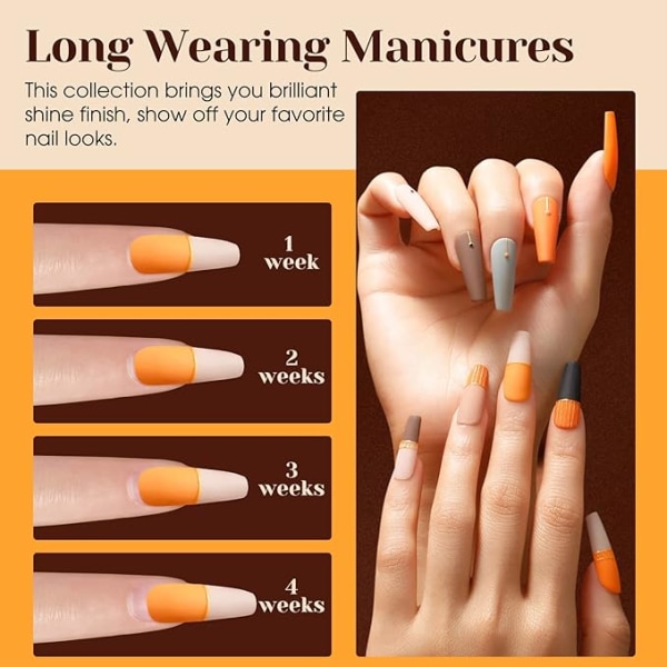 Gel Nail Polish, Black White Nude Brown Grey Orange Color, 5ML Gel Polish Set, UV LED Nail Lamp,