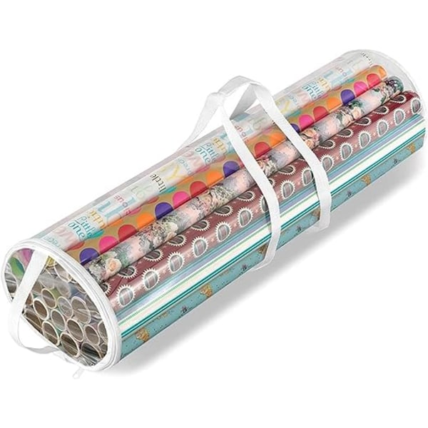 Christmas Cylinder Gift Wrapping Storage Clear Pouch Wrapping Paper Organizer Christmas