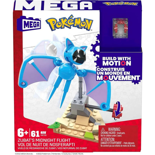 Mega Pokémon, Actionfigure, Byggleksak, Zubats Midnight Flight med 61 stycken