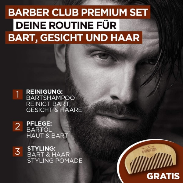 Men Barber Club Gift Set with Beard Shampoo, Beard Oil,4 Porcours