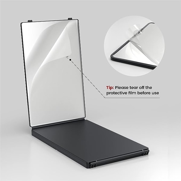 3-vägs spegel för självhårklippning med ljus, uppladdningsbar LED