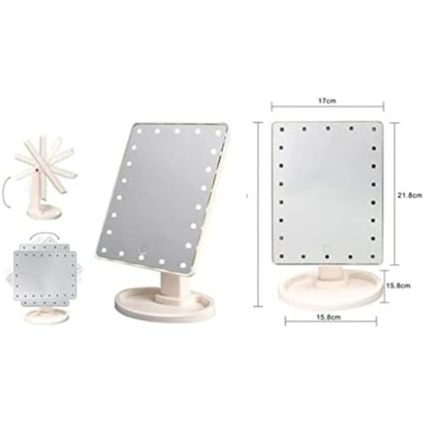 Vridbar sminkspegel, LED-belysning, sminkspegel,för hem och resor,
