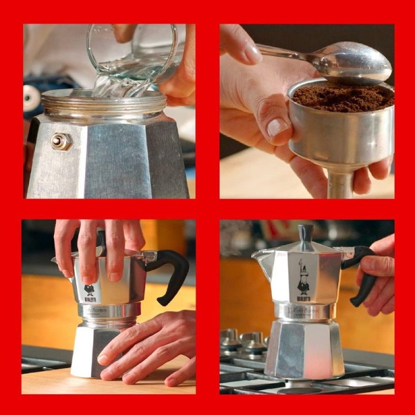 Moka Express Espressobryggare, aluminium, grå, 6 koppar [Energiklass A]
