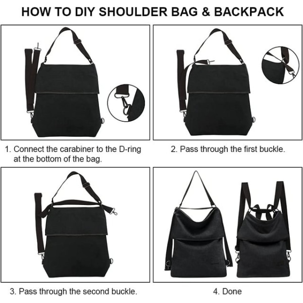 Canvas Shoulder Bag, 2021 New Backpack for Women, 3-in-1 Multifunctional Backpack