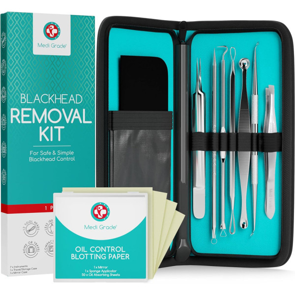 Blackhead Remover Set 7 Piece, Medi Grade Rostfritt Stål, Komplett Blackhead Removal Tool