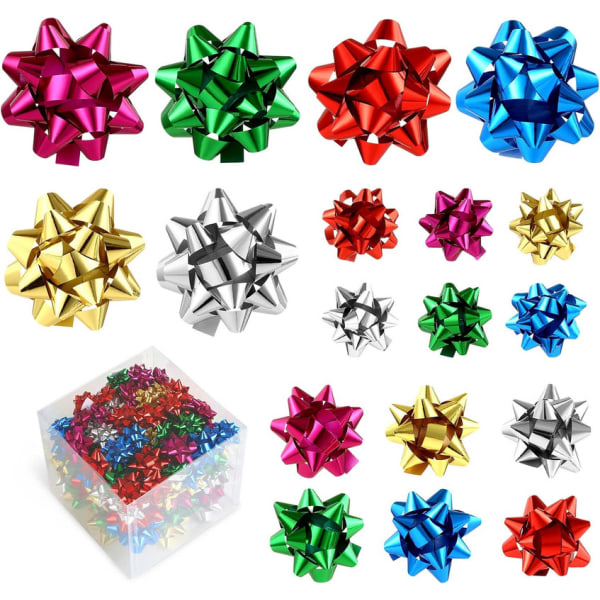 100 Pieces Gift Bows Small Decorative String Adhesive Colourful Gift String Set