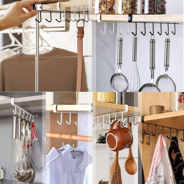 Cup Holder, Cabinet Insert Cup Holder, Hook Sticker, Cabinet Hanging Racks for Cups, Mugs,