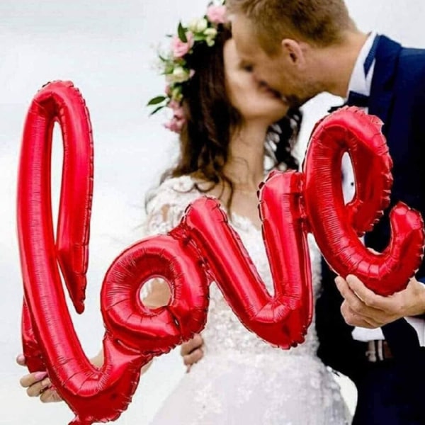 Romantisk dekoration röda set, XXL kärlek, 6 hjärtan heliumfolieballong,