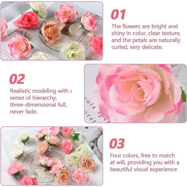 80 Pieces Artificial Flower Heads Artificial Flowers Flower Heads Rose Artificial Flowers Fake Rose Heads