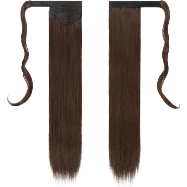 70 cm lång hästsvans rakt hårförlängning för kvinnor, medium brun