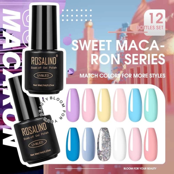 Macaron Series Gel Nail Polish Set Yellow White Pink 12 Pastel Colors Summer Spring Set 5ml