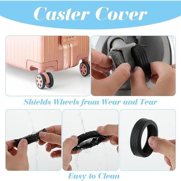 8 Pieces Luggage Wheel Covers, Silicone Luggage Wheel Covers, Portable Non-Slip and Silent, Luggage