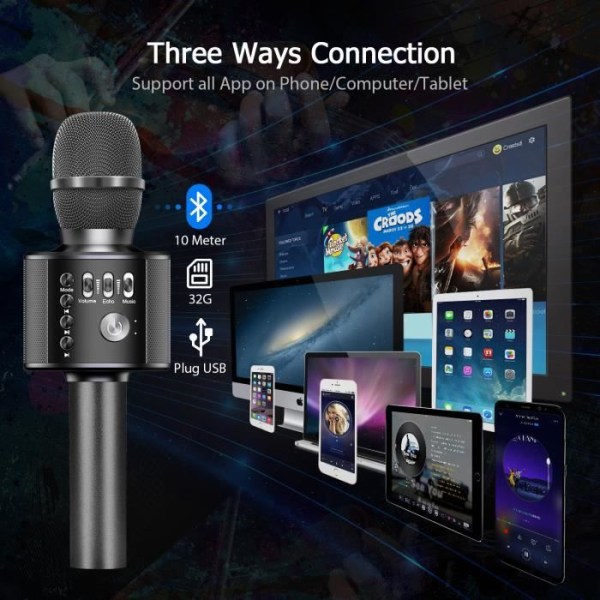 Trådlös mikrofon Karaoke Bluetooth Mikrofon Inspelare Mini Karaoke Barn  Familjefest för Smart Device 34a3 | Fyndiq