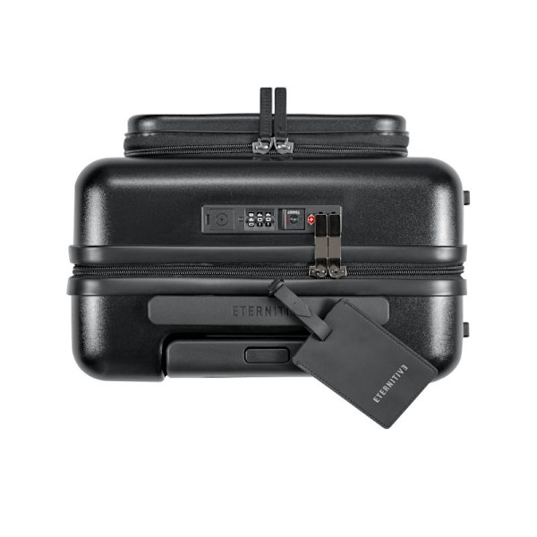 Eternitive E3 PLUS resväska / USB-C och USB-A portar / TSA kodlås / kabinväska / svart färg / 360° svängbara hjul