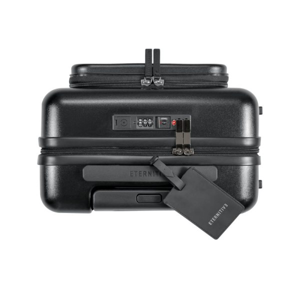 Set med 2 Eternitive E3 resväskor / TSA kombinationslås / storlek S + L / färg svart / kabinväska med extra ficka och USB-C- och USB-A-port / 360°