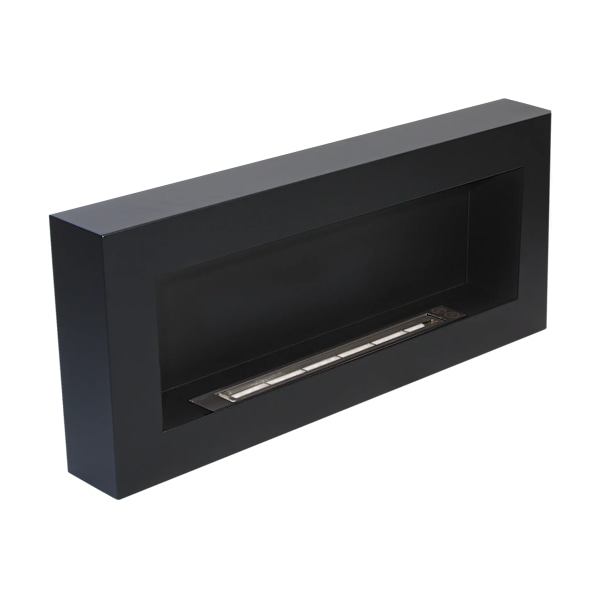 Etanolkamin Öppna spisar Bio-eldplats Hängande biopejs Bioetanolbrännare BOX 90 cm x 40 cm x 12 cm matt svart ekologisk eldstad
