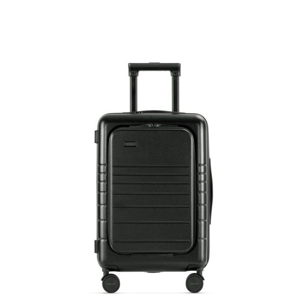 Eternitive E3 PLUS resväska / USB-C och USB-A portar / TSA kodlås / kabinväska / svart färg / 360° svängbara hjul