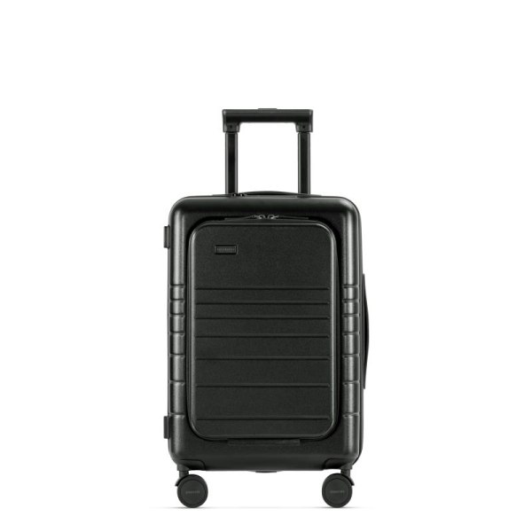 Set med 2 Eternitive E3 resväskor / TSA kombinationslås / storlek S + L / färg svart / kabinväska med extra ficka och USB-C- och USB-A-port / 360°