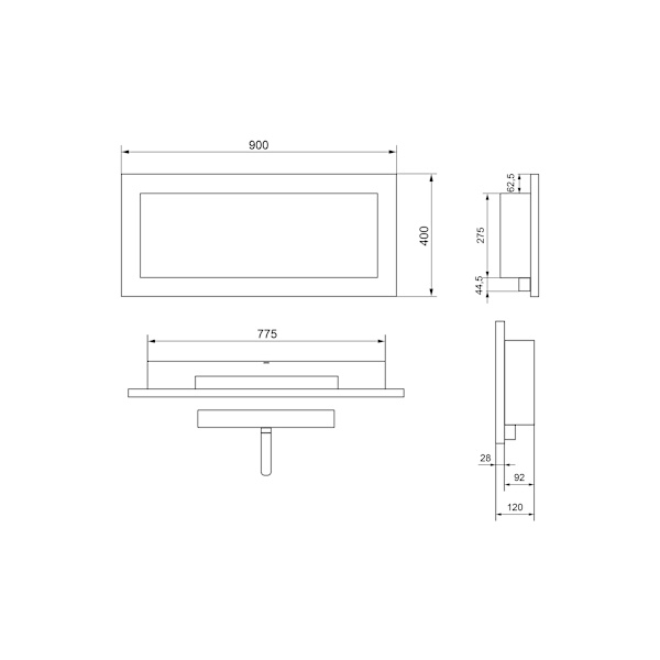 Etanolkamin  Öppna spisar Bio-eldplats Hängande biopejs Bioetanolbrännare 90 x 40 x 12 cm svart  matt svart  ekologisk eldstad