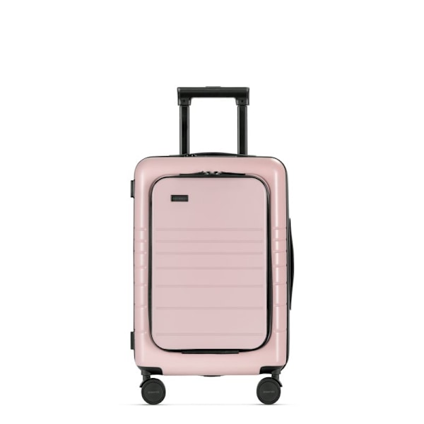 Set med 2 Eternitive E3 resväskor / kabinväska med extra ficka och USB-C- och USB-A-port / TSA kombinationslås / storlek S + M / färg rosa / 360° svän