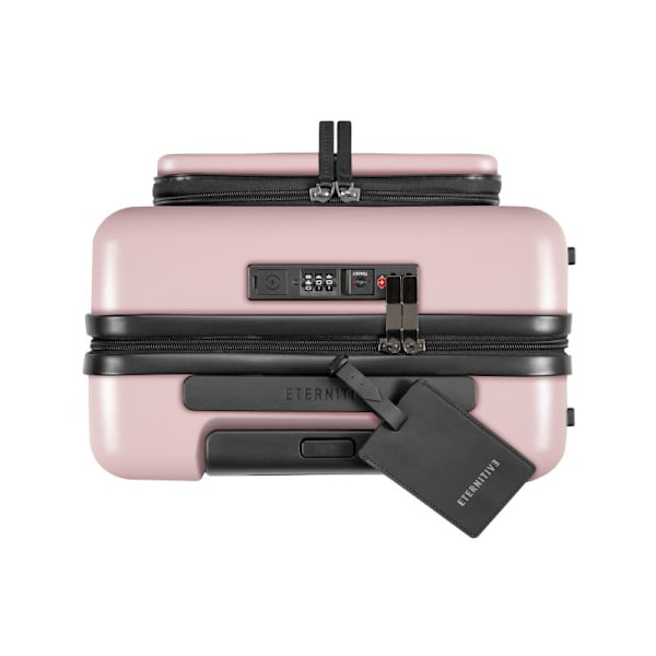Set med 2 Eternitive E3 resväskor / TSA kombinationslås / storlek S + L / färg rosa / kabinväska med extra ficka och USB-C- och USB-A-port / 360° svän