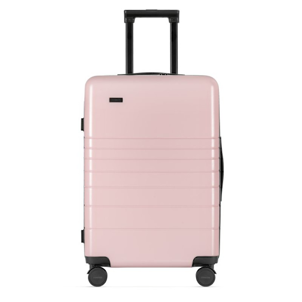 Set med 2 Eternitive E3 resväskor / TSA kombinationslås / storlek S + L / färg rosa / kabinväska med extra ficka och USB-C- och USB-A-port / 360° svän