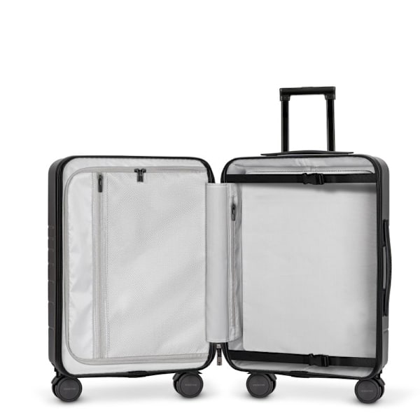 Eternitive E3 PLUS resväska / USB-C och USB-A portar / TSA kodlås / kabinväska / svart färg / 360° svängbara hjul