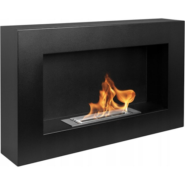 Etanolkamin  Öppna spisar Bio-eldplats Hängande biopejs Bioetanolbrännare 65 cm x 40 cm x 12 cm BOX matt svart ekologisk eldstad