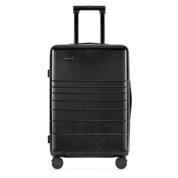 Set med 2 Eternitive E3 resväskor / TSA kombinationslås / storlek S + L / färg svart / kabinväska med extra ficka och USB-C- och USB-A-port / 360°