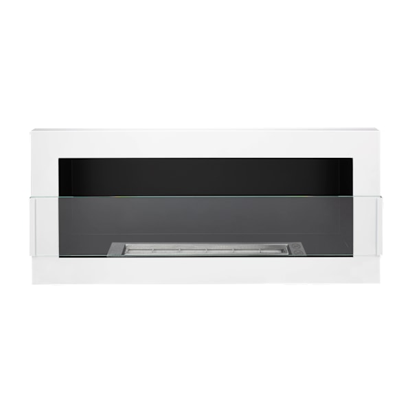 Etanol-biopejs med glas Biopejs Hängande Bio-etanol-biopejs 90 cm x 40 cm x 12 cm vit glans Miljövänlig biopejs