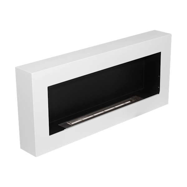 Etanolkamin Öppna spisar Bio-eldplats Hängande biopejs Bioetanolbrännare BOX  90 cm x 40 cm x 12 cm matt vit ekologisk eldstad