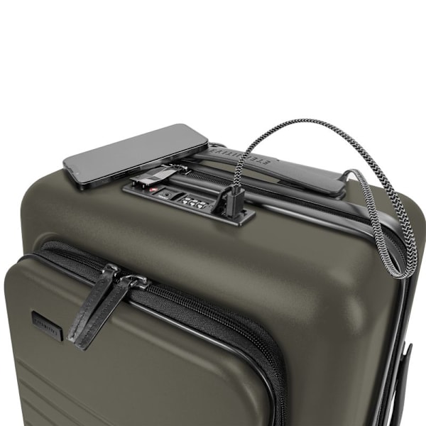 Eternitive E3 PLUS resväska / TSA kombinationslås / USB-C och USB-A portar / kabinväska / olivgrön färg / 360° svängbara hjul
