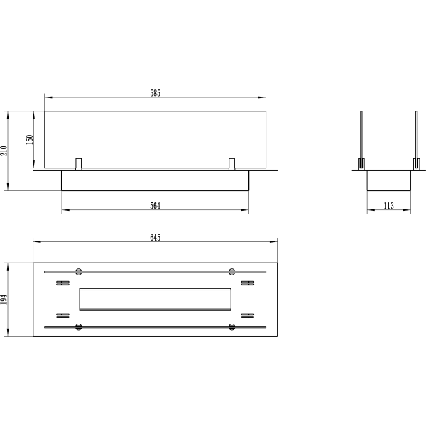 Fireplace / Biokamin / Bioinsats för infällnad 65 cm / Svart matt med glas / TUV-certifikat / Infällnadsinsats