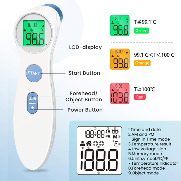 Berøringsfri automatisk, nøyaktig avlesning Infrarødt termometer –  batteridrevet cfe0 | Fyndiq