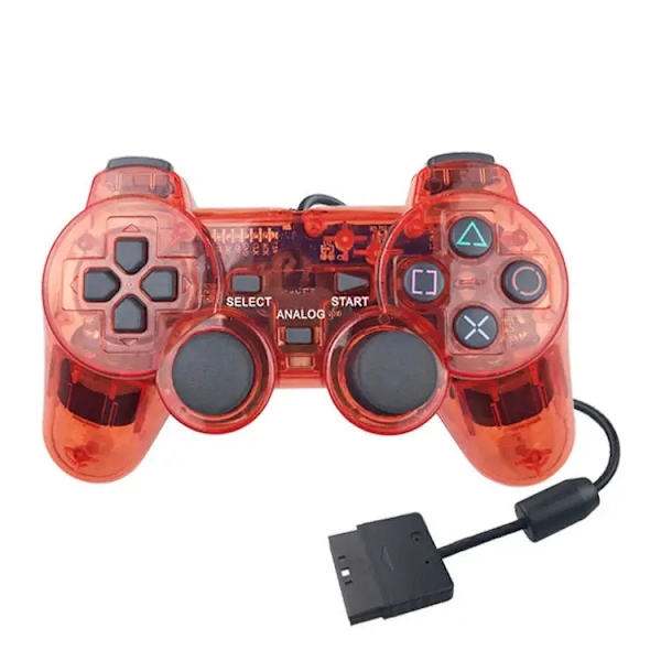 Handkontroll Playstation 2 Transparent/Röd (2-Pack)