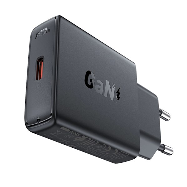 Acefast A65 PD 20W GaN USB-C Väggadapter - Svart