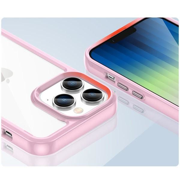 Outer Space Skal med Ram iPhone 14 Pro - Transparent/Rosa