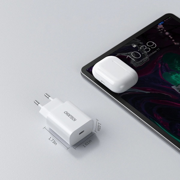 Choetech USB Adapter Typ-C PD 20W - Vit