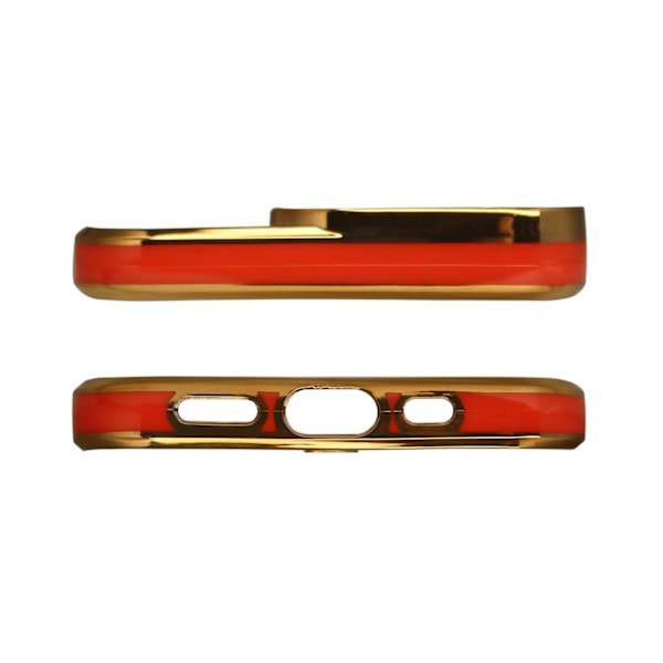 Fashion Case Skal med Ram iPhone 13 Pro - Transparent/Guld/Röd