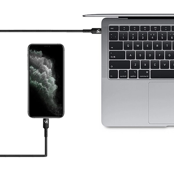 Wozinsky USB C Till Lightning Kabel 2m - Svart (2-pack)