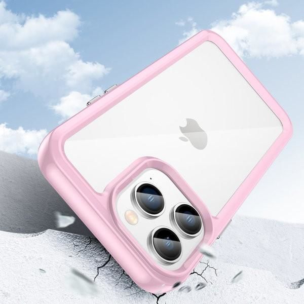 Outer Space Skal med Ram iPhone 14 Pro - Transparent/Rosa