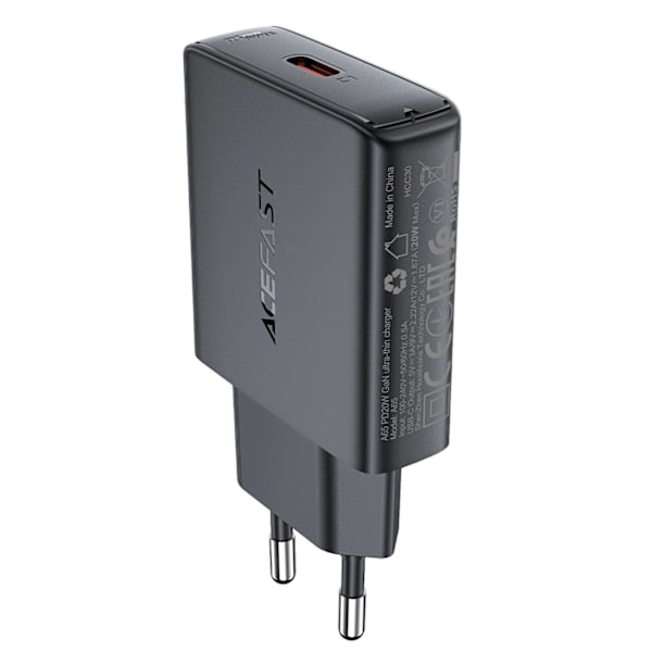 Acefast A65 PD 20W GaN USB-C Väggadapter - Svart