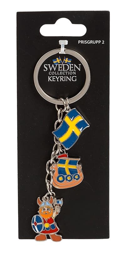 Viking med Svensk Flagga Nyckelring 2-pack