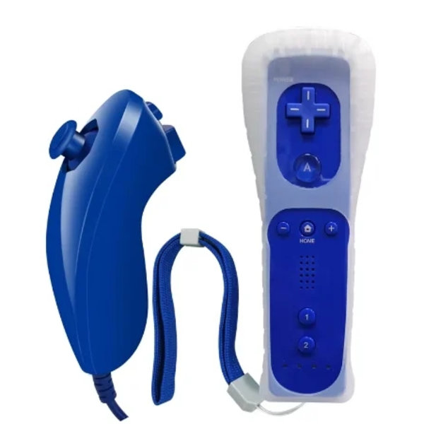 Wii Mote Motion Plus + Nunchuk Kompatibel med Nintendo Wii / Wii U Mörkblå