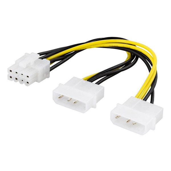 Adapterkabel Dual Molex till 8 pin PCI-e 19cm (2-pack)