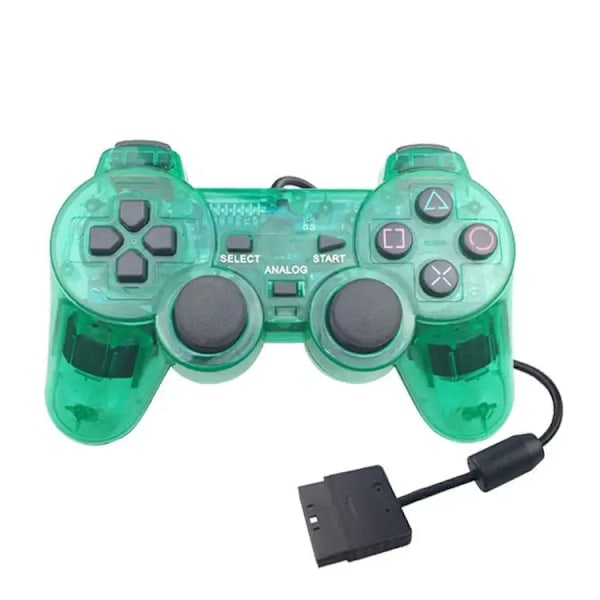 Handkontroll Playstation 2 Transparent/Grön (2-Pack)