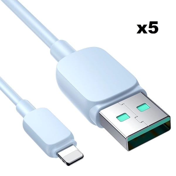 Joyroom USB Till Lightning Kabel 1.2m - Ljusblå (5-pack)
