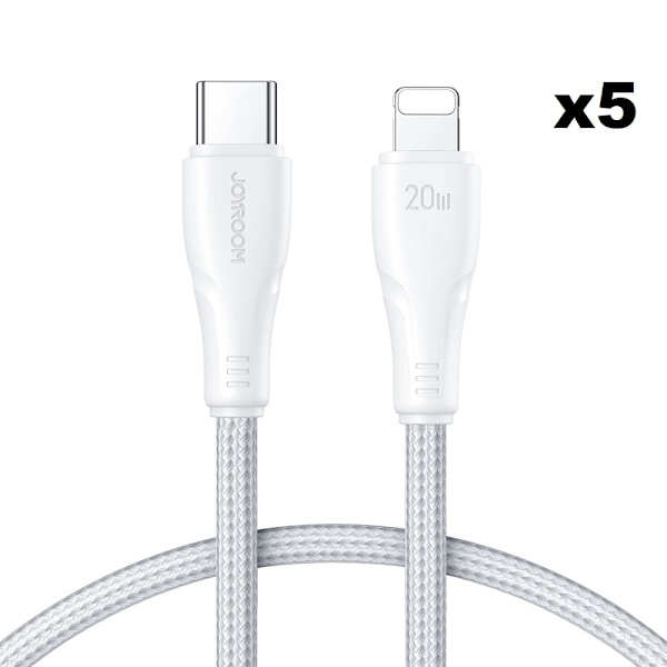 Joyroom USB Till Lightning Kabel 1m - Vit (5-pack)
